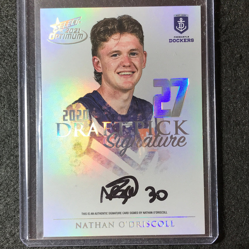 2021 Select AFL Optimum NATHAN O'DRISCOLL Draft Pick Signature Platinum 29/40