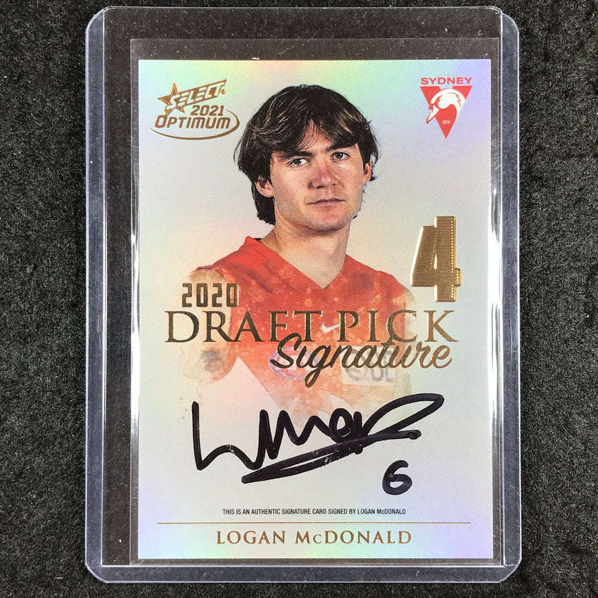 2021 Select AFL Optimum LOGAN MCDONALD Draft Pick Signature Gold 55/85
