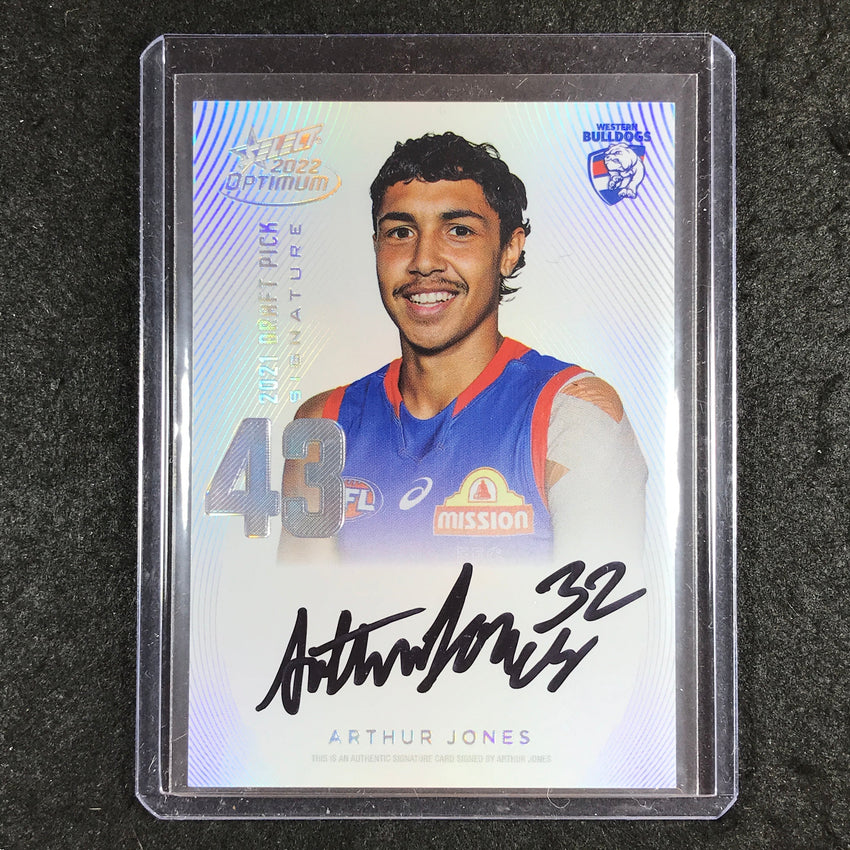 2022 Select AFL Optimum ARTHUR JONES Draft Pick Signature Platinum 40/40