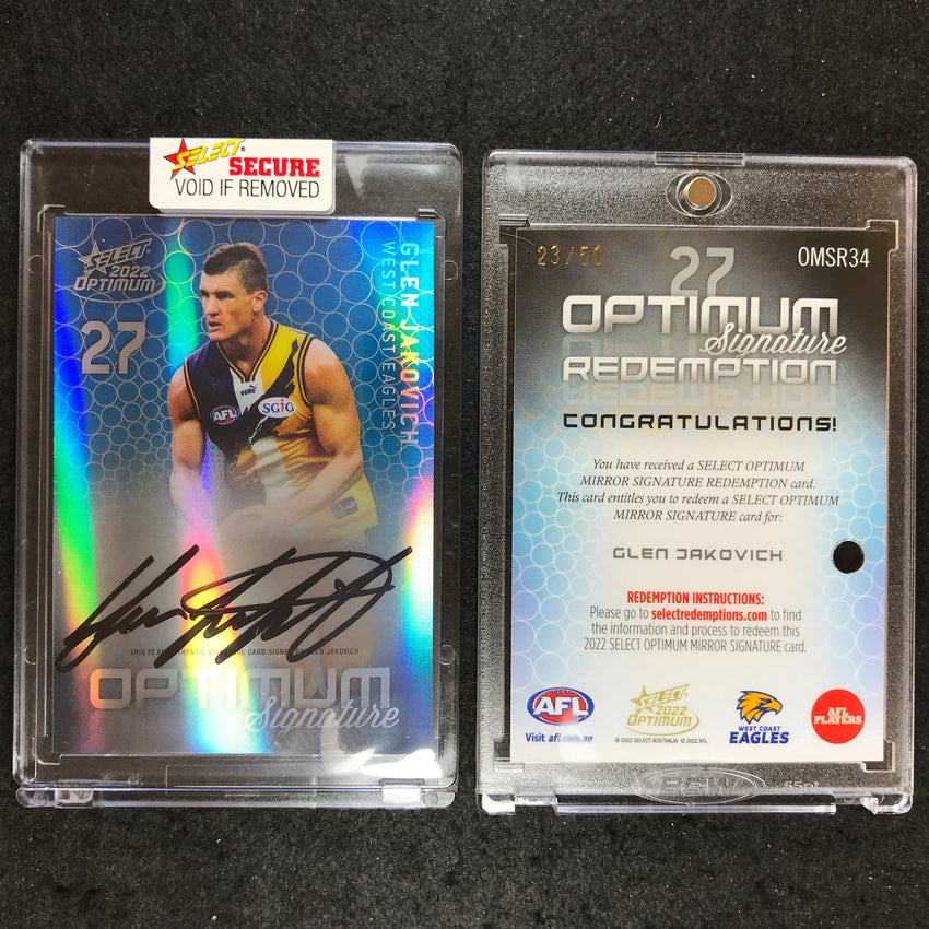 2022 Select AFL Optimum GLEN JAKOVICH Mirror Signature 23/50