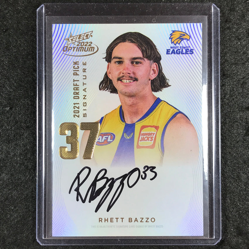 2022 Select AFL Optimum RHETT BAZZO Draft Pick Signature Gold 59/85