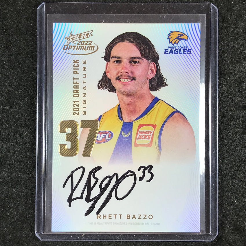 2022 Select AFL Optimum RHETT BAZZO Draft Pick Signature Gold 20/85