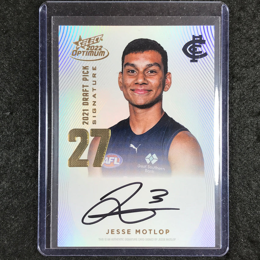 2022 Select AFL Optimum JESSE MOTLOP Draft Pick Signature Gold 15/85