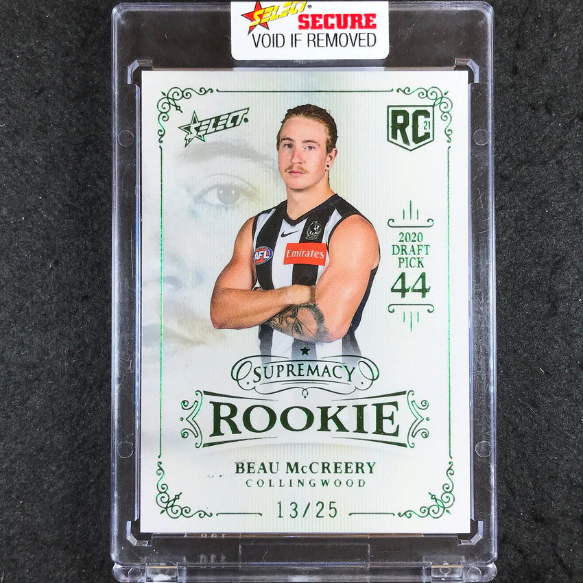 2021 Select AFL Supremacy Rookie BEAU MCCREERY Platinum Green 13/25