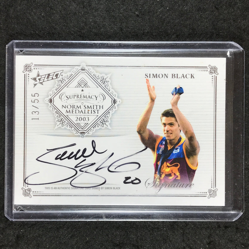 2019 Select AFL Supremacy SIMON BLACK Norm Smith Medallist Signature 13/55
