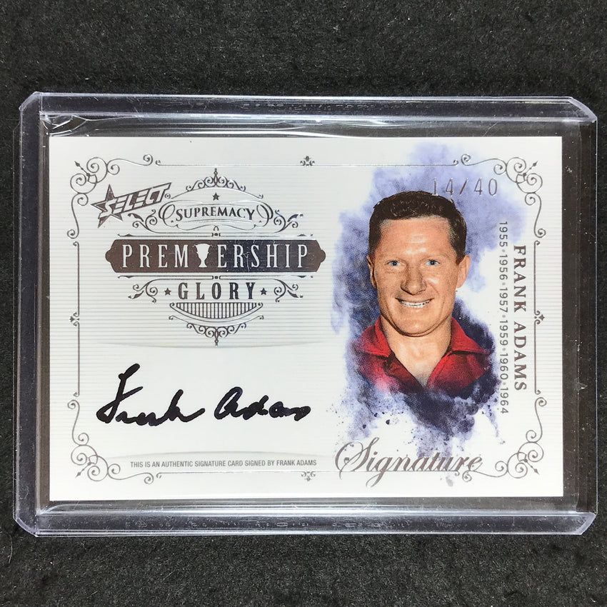 2019 Select AFL Supremacy FRANK ADAMS Premiership Glory Signature 14/40