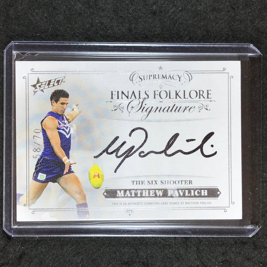 2019 Select AFL Supremacy MATTHEW PAVLICH Finals Folklore Signature 58/70