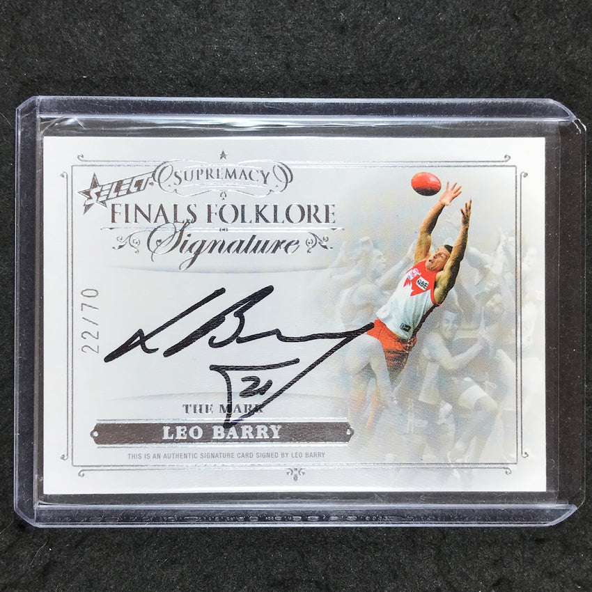 2019 Select AFL Supremacy LEO BARRY Finals Folklore Signature 22/70