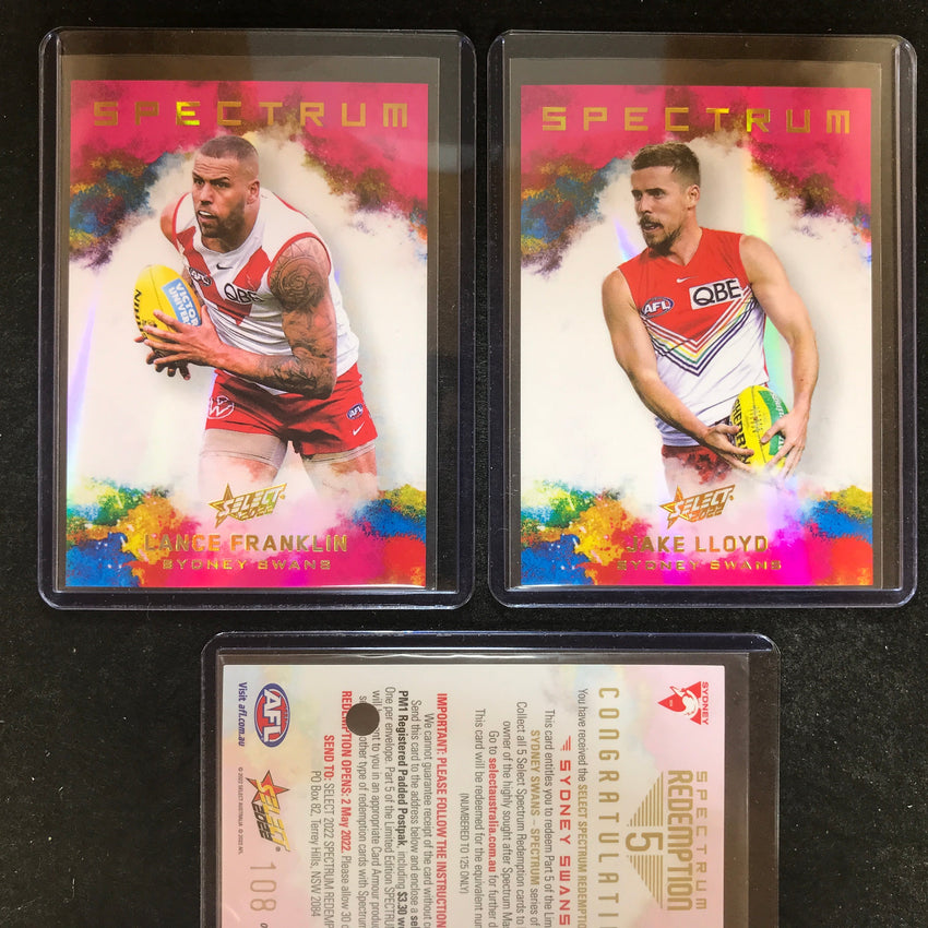 2022 Select AFL Footy Stars SYDNEY Spectrum 5 FRANKLIN LLOYD 108/125
