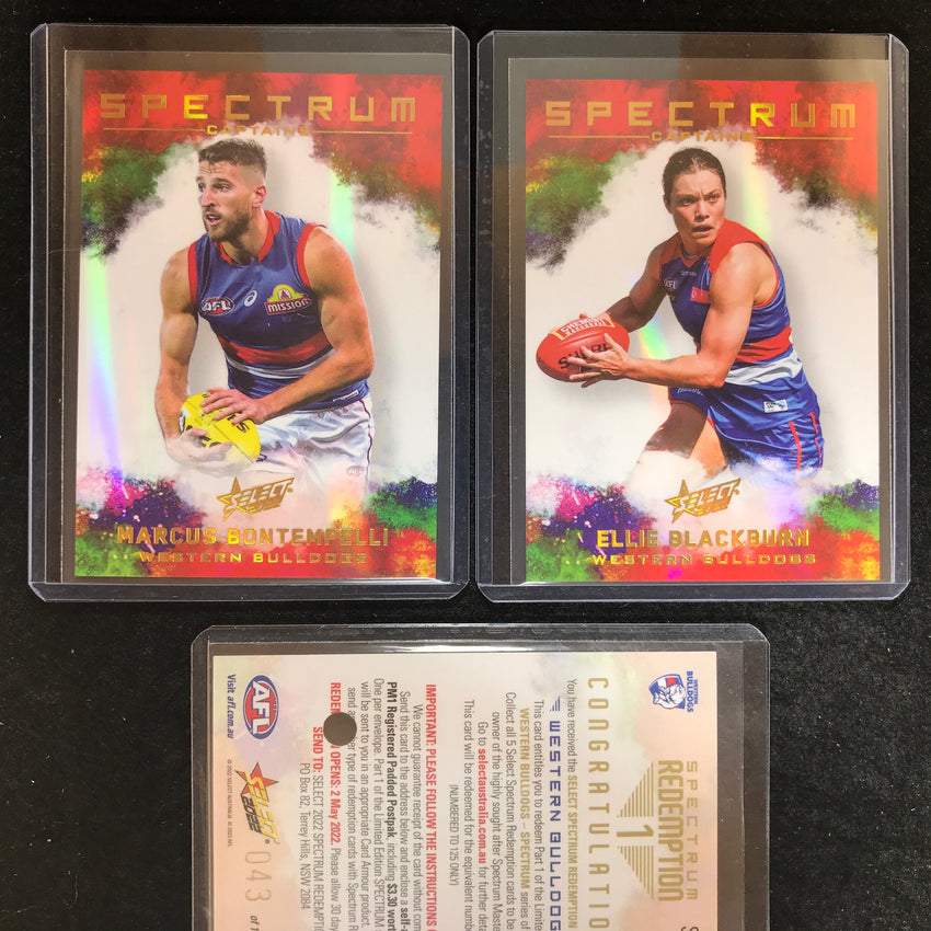 2022 Select AFL Footy Stars BULLDOGS Spectrum 1 BONTEMPELLI BLACKBURN 43/125