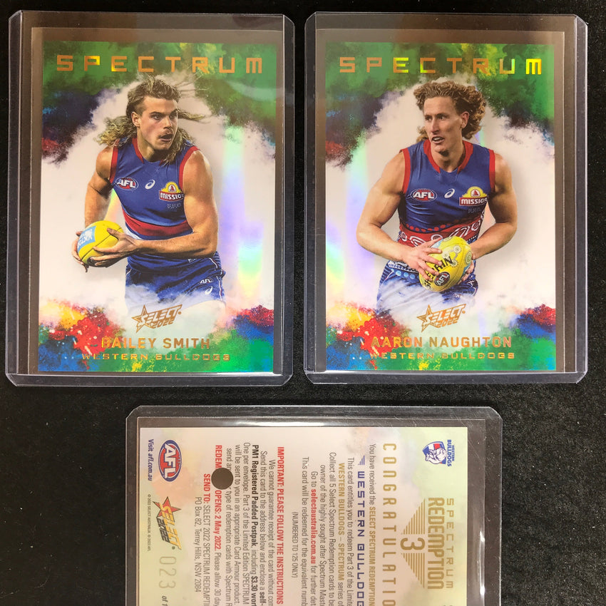 2022 Select AFL Footy Stars WESTERN BULLDOGS Spectrum 3 SMITH NAUGHTON 23/125