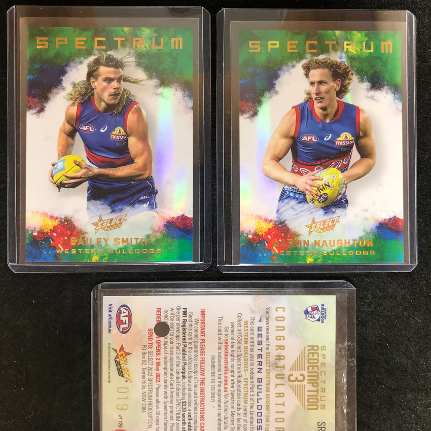 2022 Select AFL Footy Stars WESTERN BULLDOGS Spectrum 3 SMITH NAUGHTON 19/125