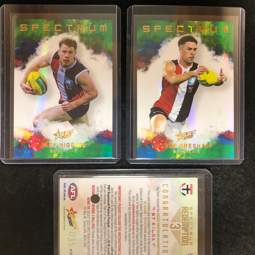 2022 Select AFL Footy Stars ST KILDA Spectrum 3 HIGGINS GRESHAM 35/125