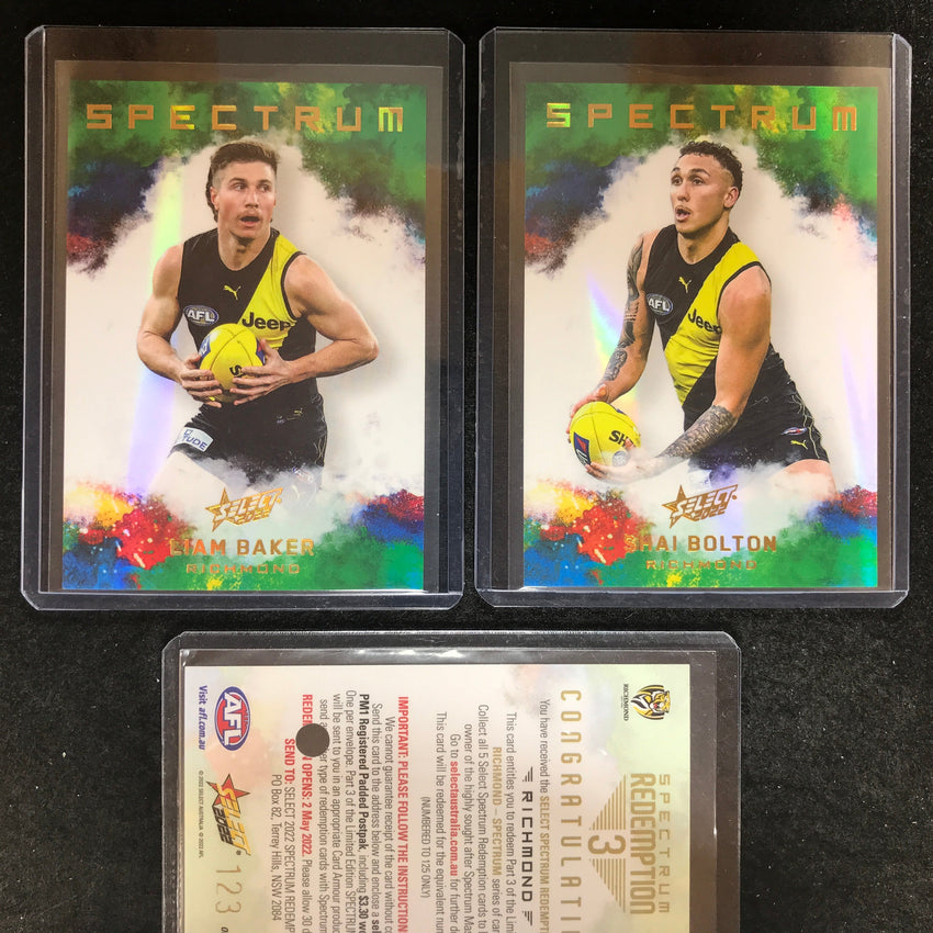 2022 Select AFL Footy Stars RICHMOND Spectrum 3 BAKER BOLTON 123/125