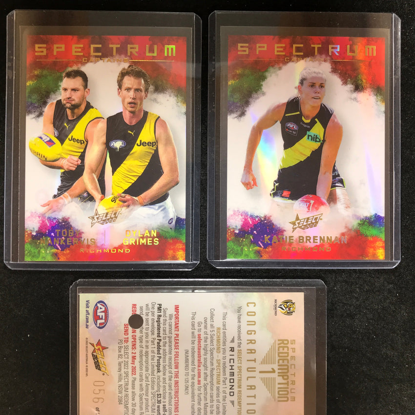 2022 Select AFL Footy Stars RICHMOND Spectrum 1 NANKERVIS GRIMES BRENNAN 56/125