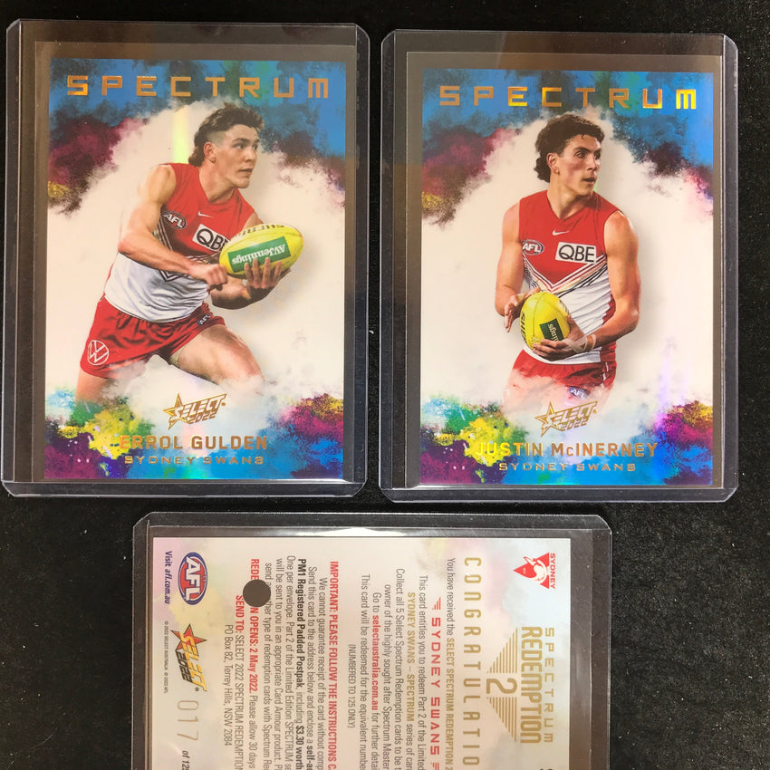 2022 Select AFL Footy Stars SYDNEY Spectrum 2 GULDEN MCINERNEY 17/125