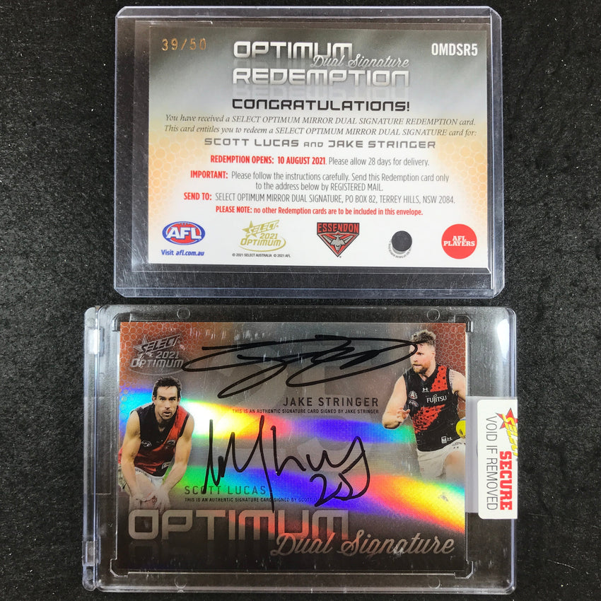 2021 Select AFL Optimum JAKE STRINGER SCOTT LUCAS Mirror Dual Signature 39/50