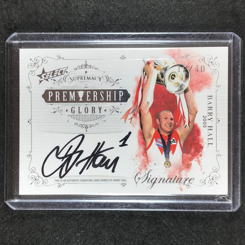 2019 Select AFL Supremacy BARRY HALL Premiership Glory Signature 12/40