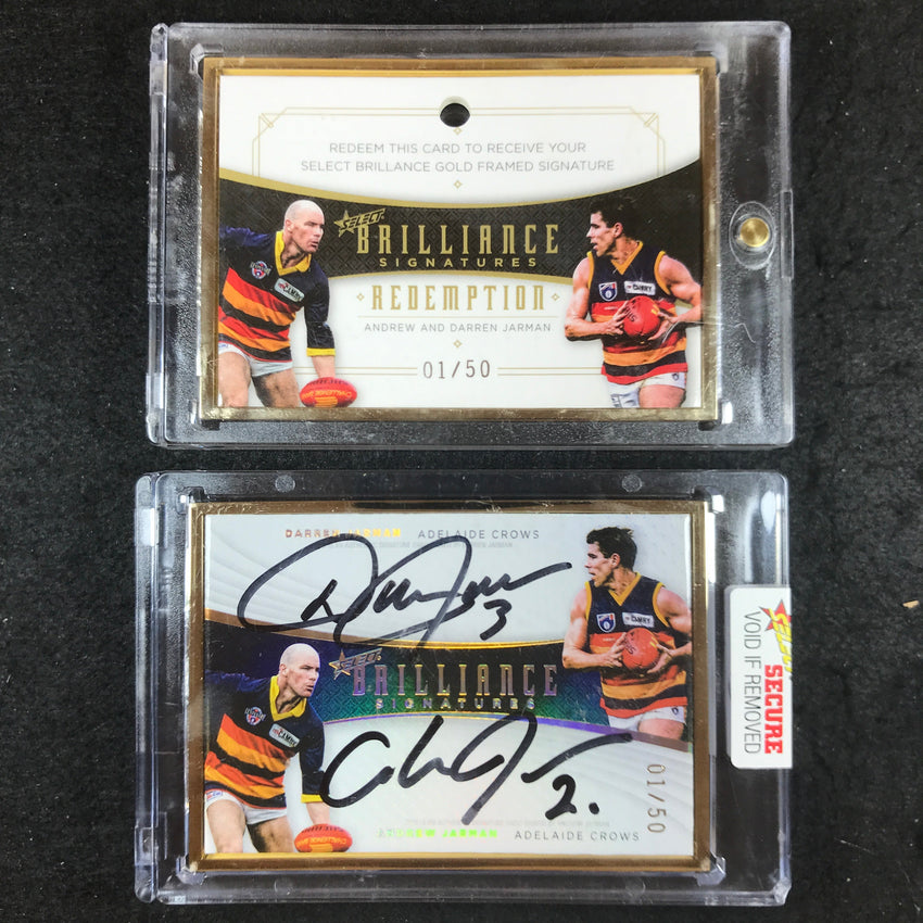 2020 Select AFL Brilliance DARREN ANDREW JARMAN Gold Frame Dual Signature 01/50