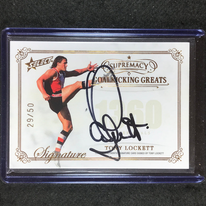 2021 Select AFL Supremacy TONY LOCKETT Goalkicking Greats Signature 29/50