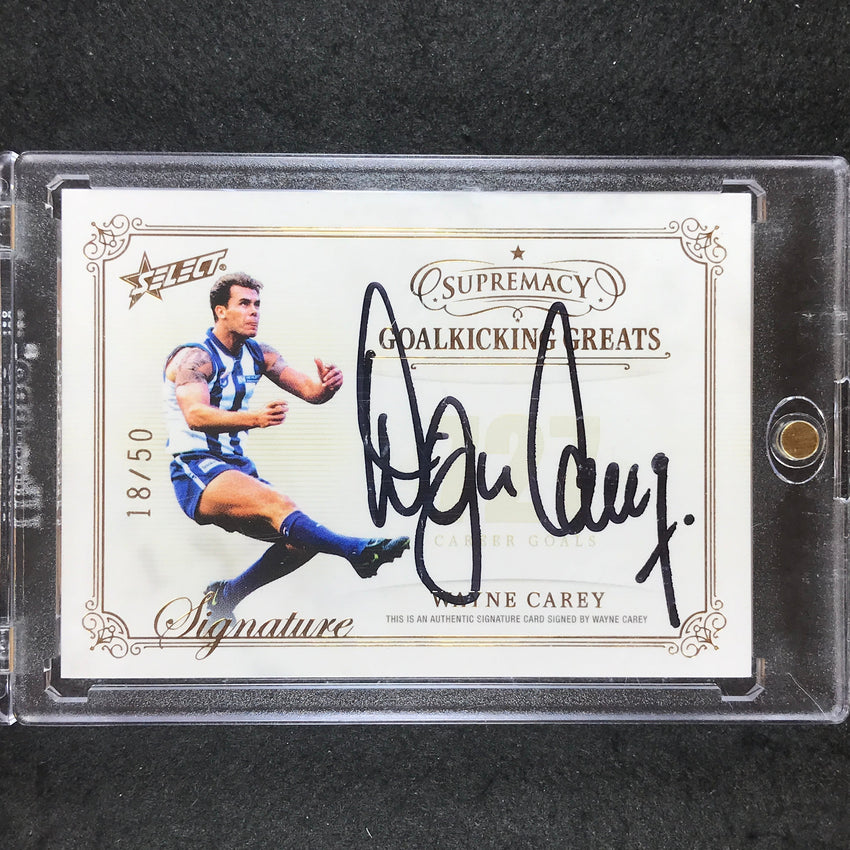 2021 Select AFL Supremacy WAYNE CAREY Goalkicking Greats Signature 18/50