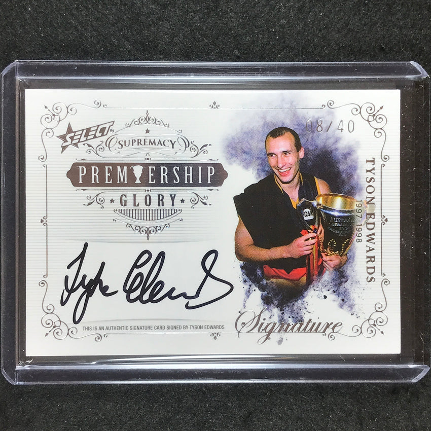 2019 Select AFL Supremacy TYSON EDWARDS Premiership Glory Signature 08/40