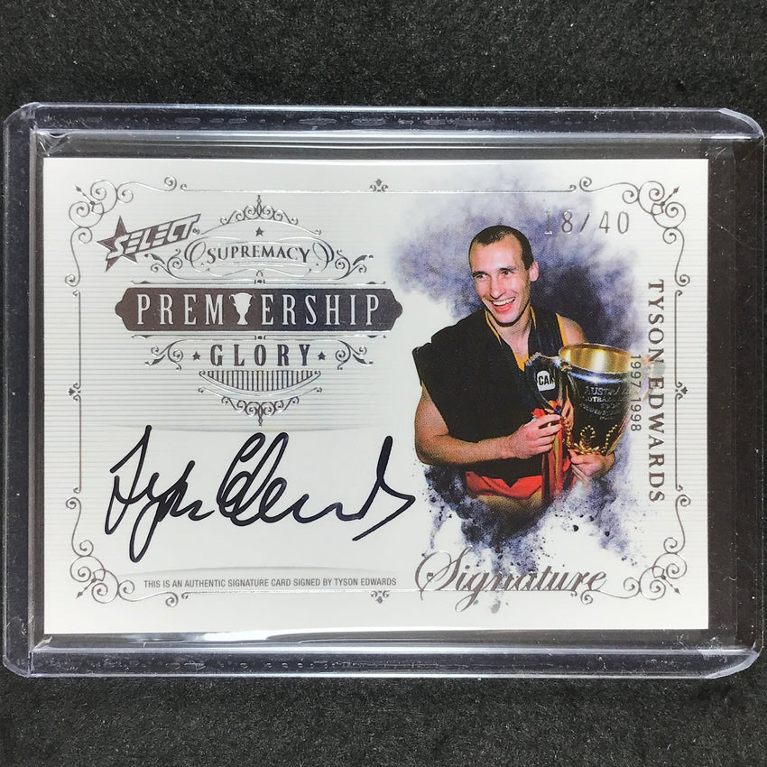 2019 Select AFL Supremacy TYSON EDWARDS Premiership Glory Signature 18/40