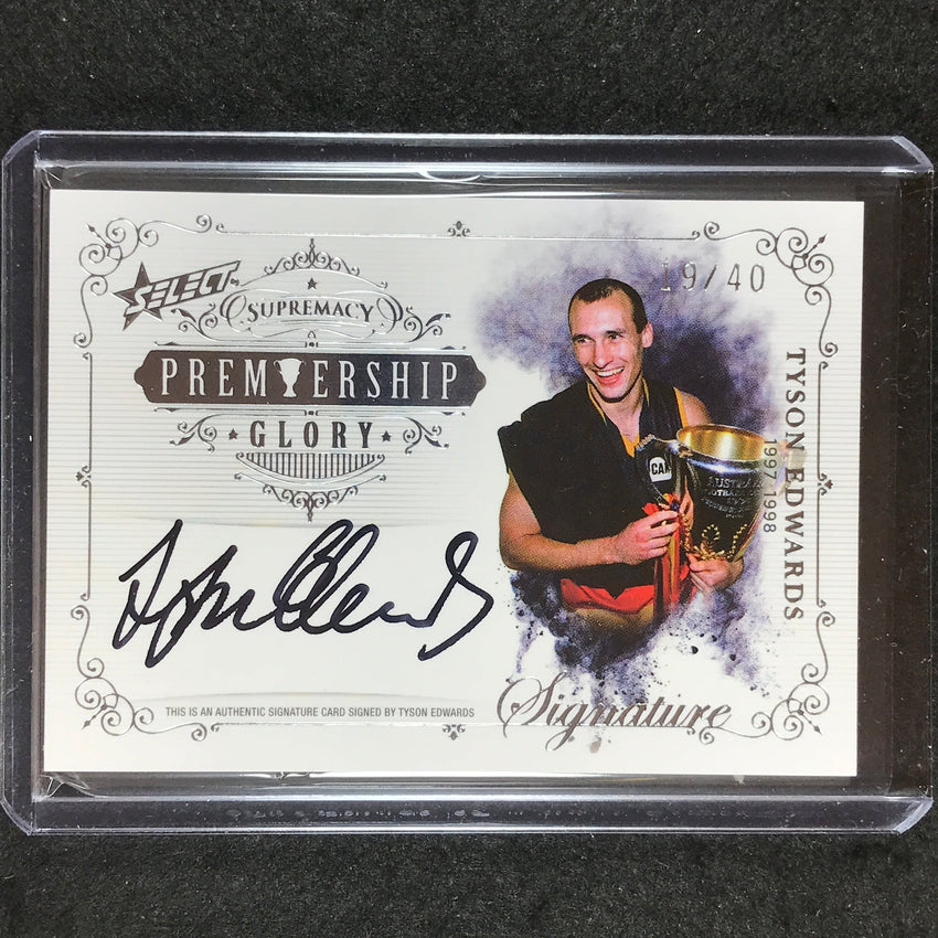 2019 Select AFL Supremacy TYSON EDWARDS Premiership Glory Signature 19/40