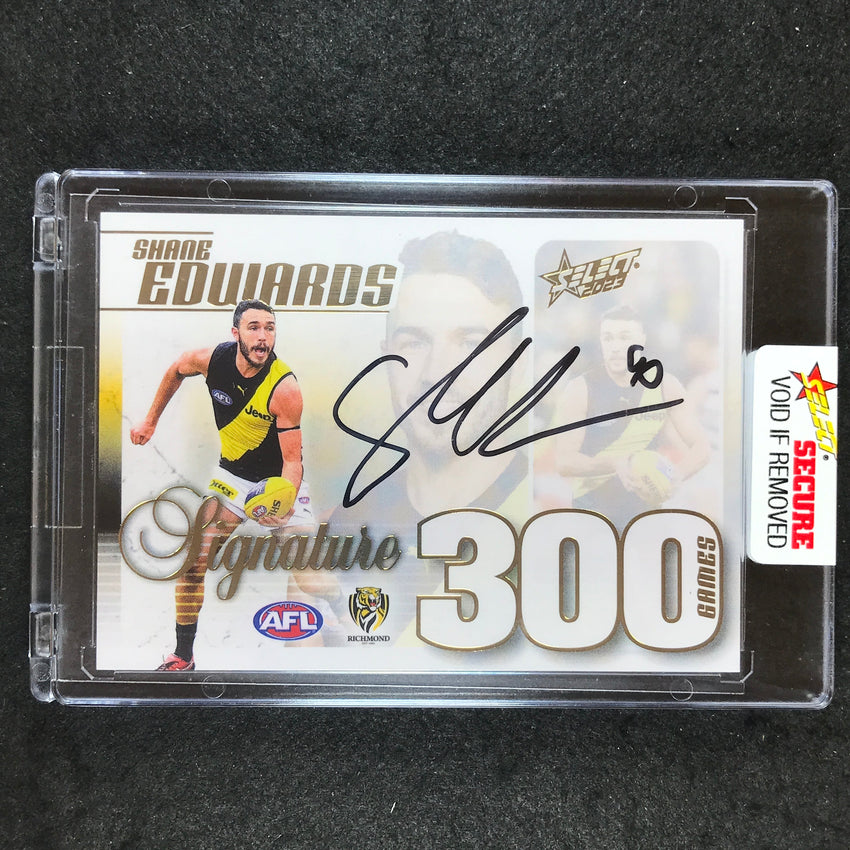 2023 Select AFL Footy Stars SHANE EDWARDS 300 Games Case Card Signature 26/50