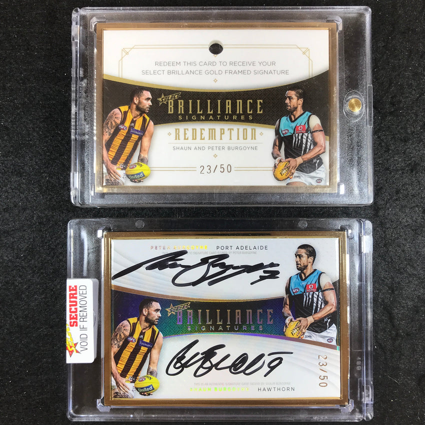 2020 Select AFL Brilliance PETER SHAUN BURGOYNE Gold Frame Dual Signature 23/50