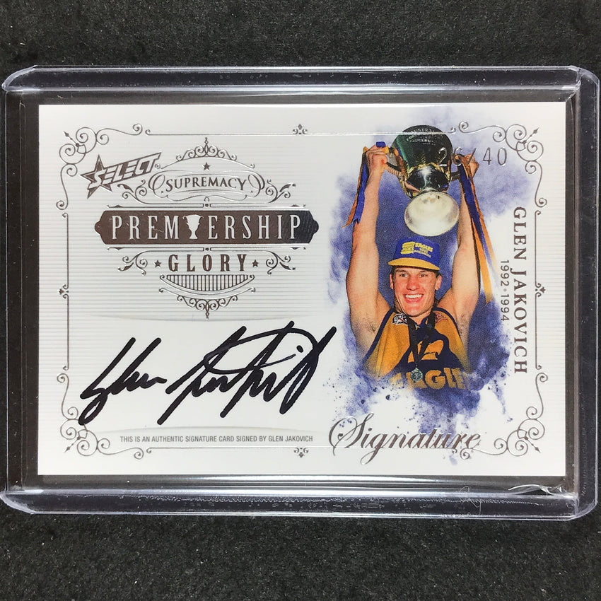 2019 Select AFL Supremacy GLEN JAKOVICH Premiership Glory Signature 26/40