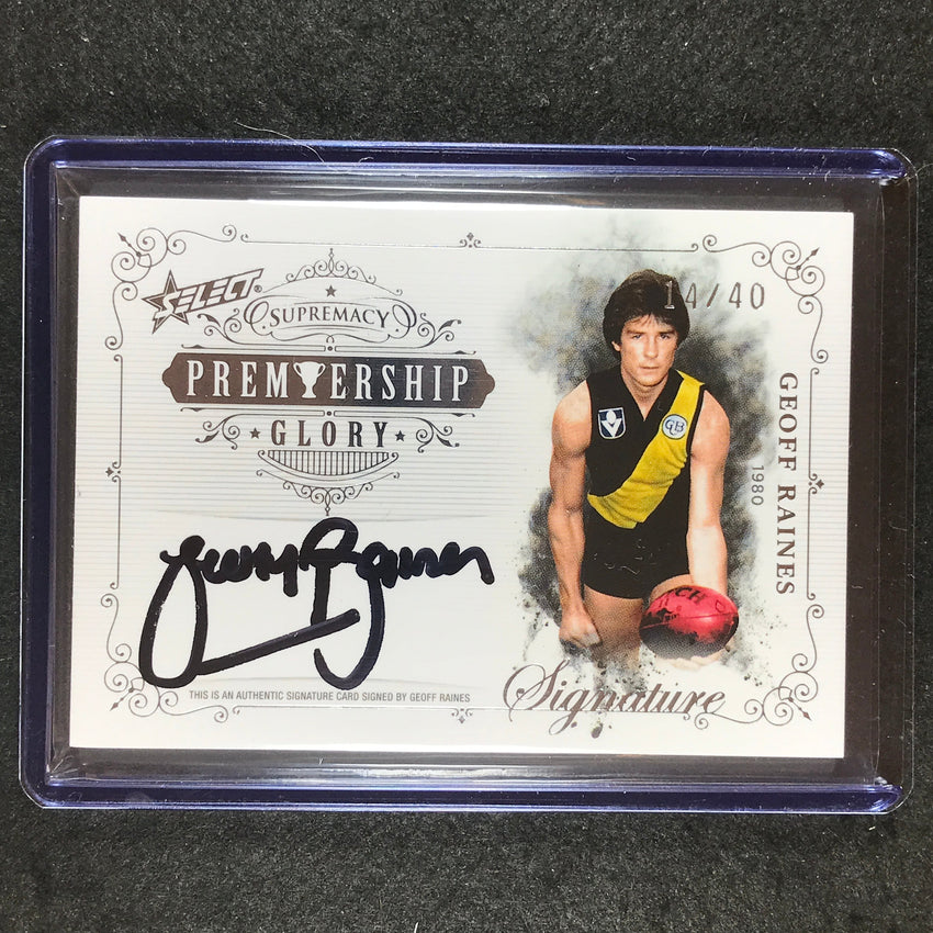 2021 Select AFL Supremacy GEOFF RAINES Premiership Glory Signature 14/40