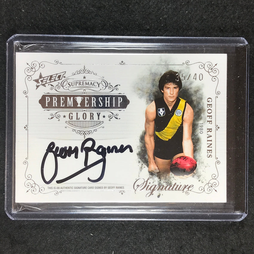 2021 Select AFL Supremacy GEOFF RAINES Premiership Glory Signature 35/40