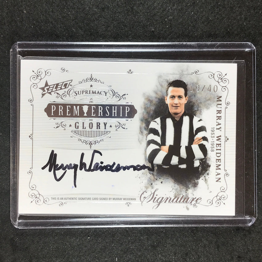 2019 Select AFL Supremacy MURRAY WEIDEMAN Premiership Glory Signature 19/40