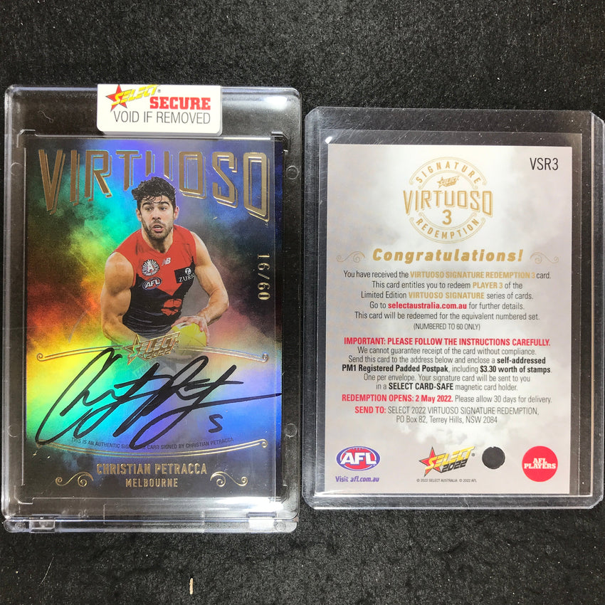 2022 Select AFL Footy Stars CHRISTIAN PETRACCA Virtuoso Signature 16/60