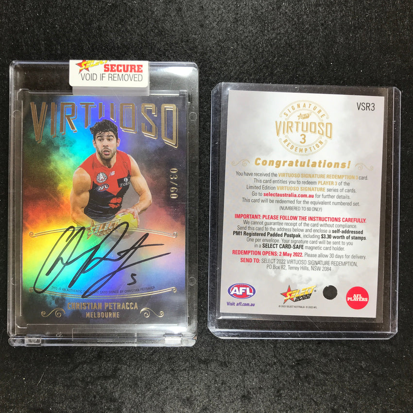 2022 Select AFL Footy Stars CHRISTIAN PETRACCA Virtuoso Signature 03/60