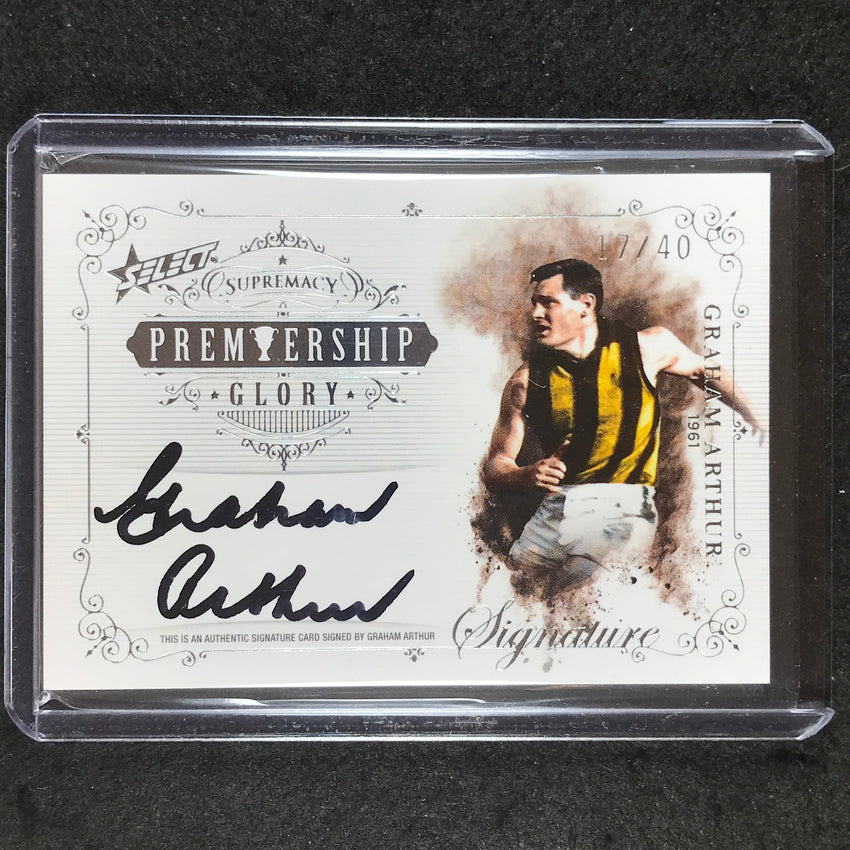 2019 Select AFL Supremacy GRAHAM ARTHUR Premiership Glory Signature 17/40