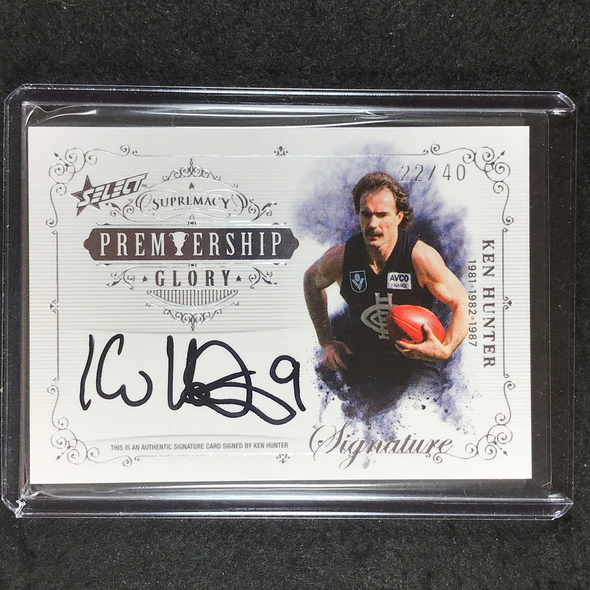 2019 Select AFL Supremacy KEN HUNTER Premiership Glory Signature 22/40
