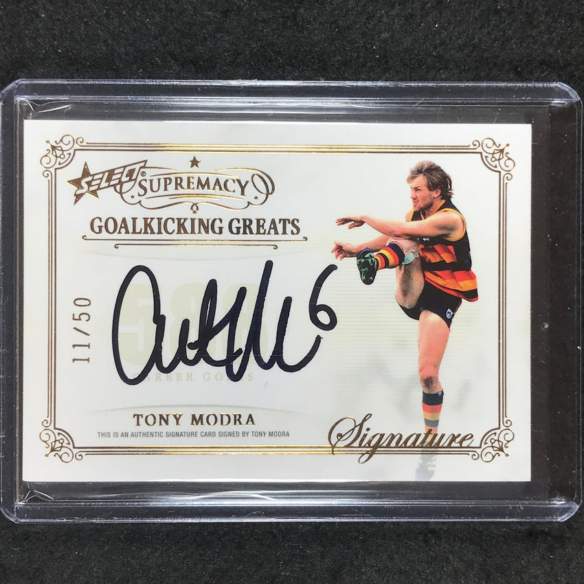 2021 Select AFL Supremacy TONY MODRA Goalkicking Greats Signature 11/50