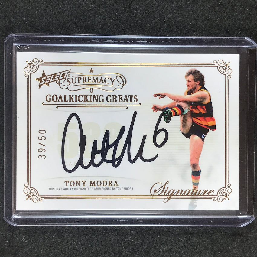 2021 Select AFL Supremacy TONY MODRA Goalkicking Greats Signature 39/50