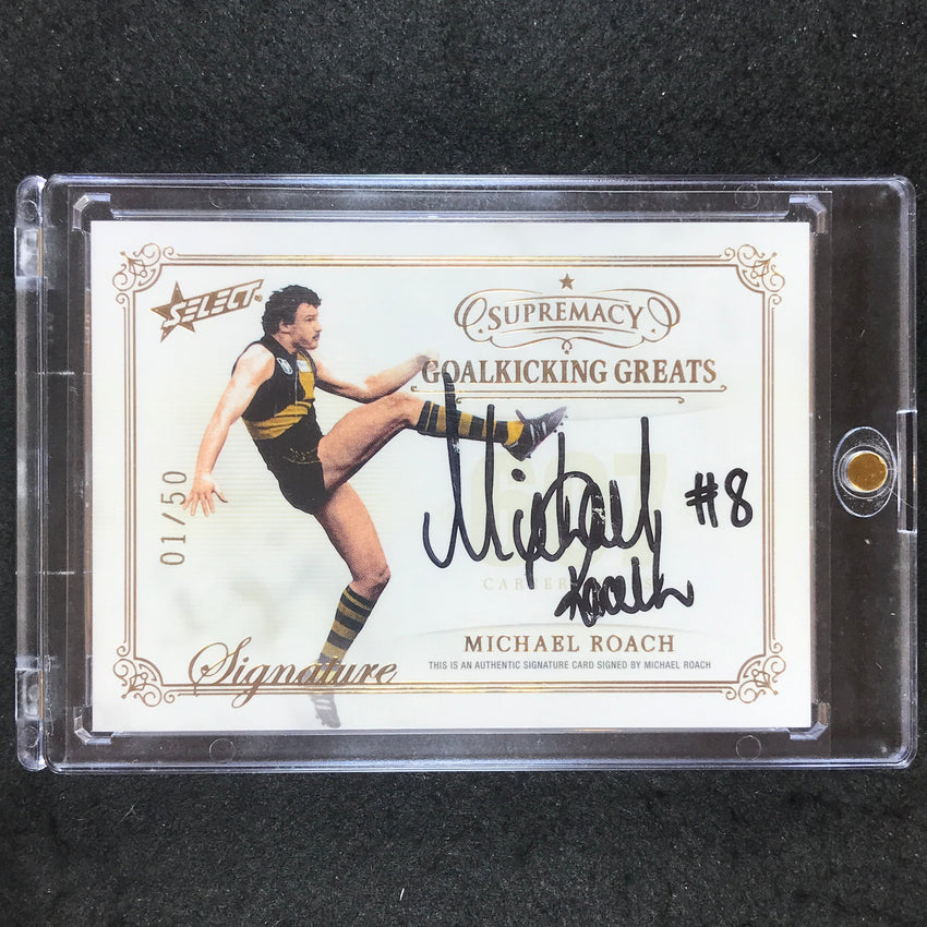2021 Select AFL Supremacy MICHAEL ROACH Goalkicking Greats Signature 01/50