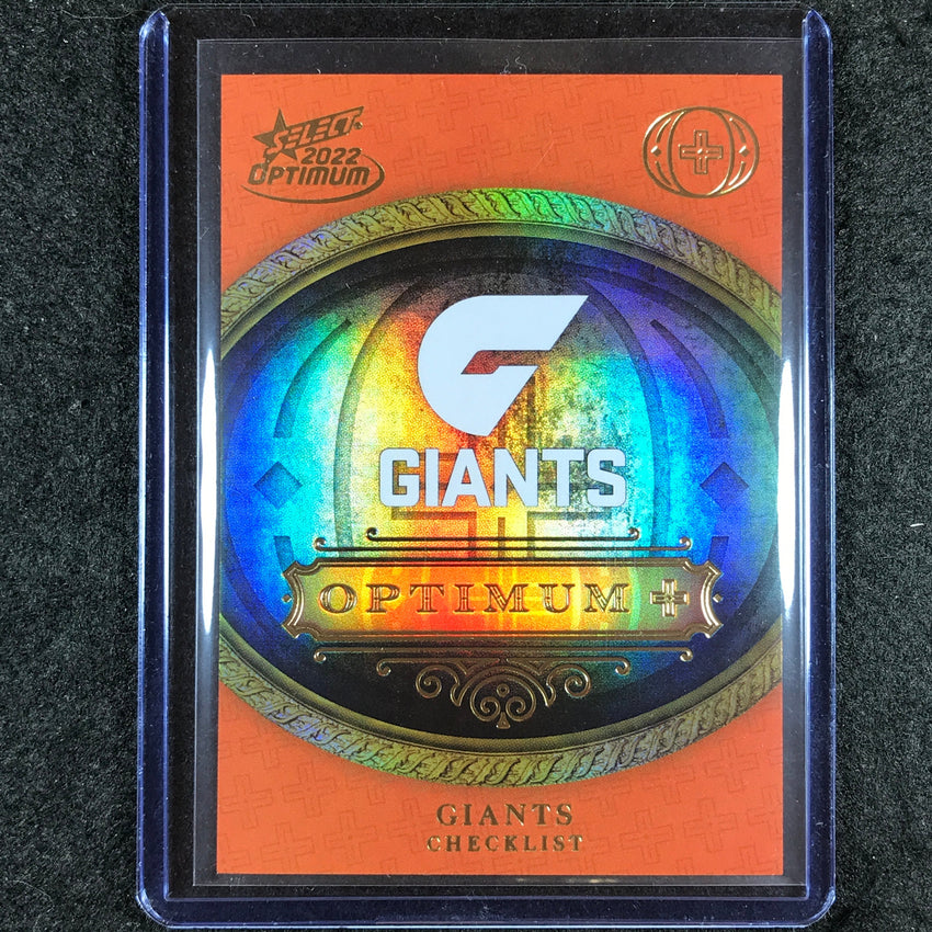 2022 Select AFL Optimum GWS GIANTS Optimum Plus Logo Checklist 81/115