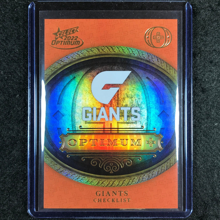 2022 Select AFL Optimum GWS GIANTS Optimum Plus Logo Checklist 11/115