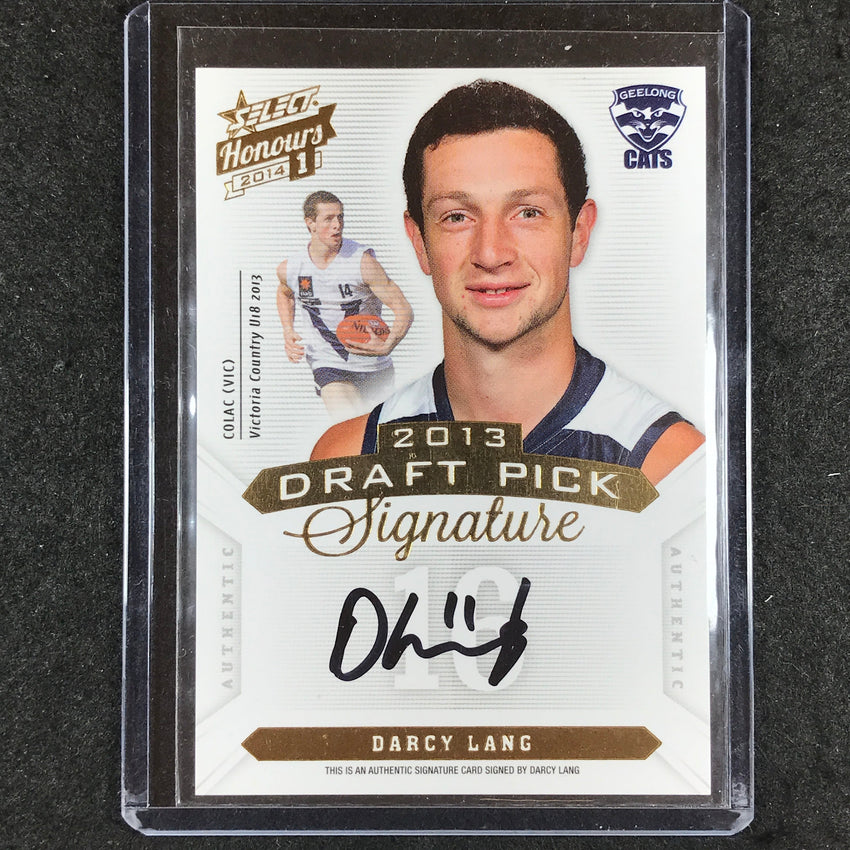 2014 Select AFL Honours 1 DARCY LANG Draft Pick Signature 307/400