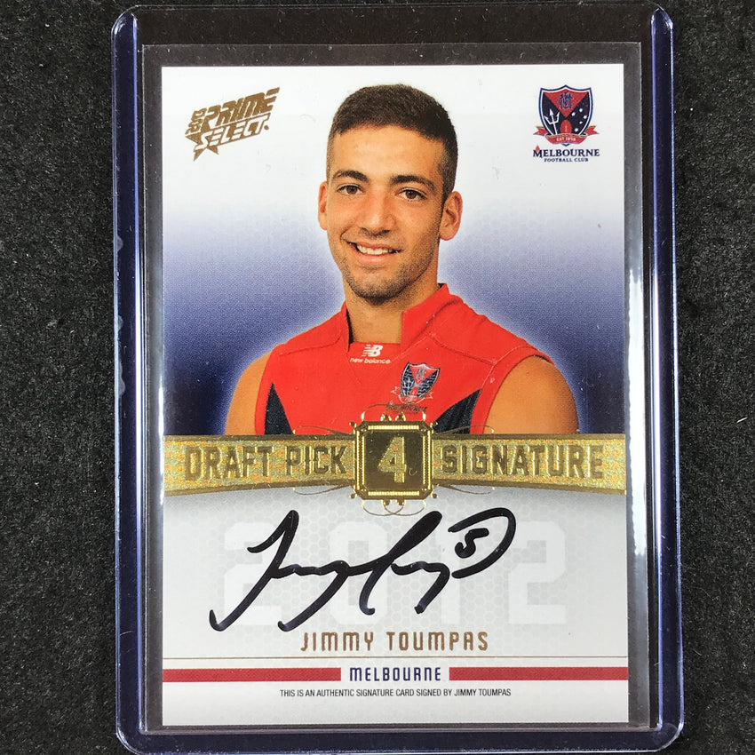 2013 Select AFL Prime JIMMY TOUMPAS Draft Pick Signature 276/280