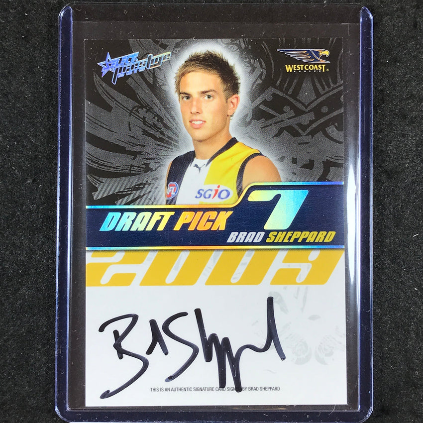 2010 Select AFL Prestige BRAD SHEPPARD Draft Pick Signature 292/400