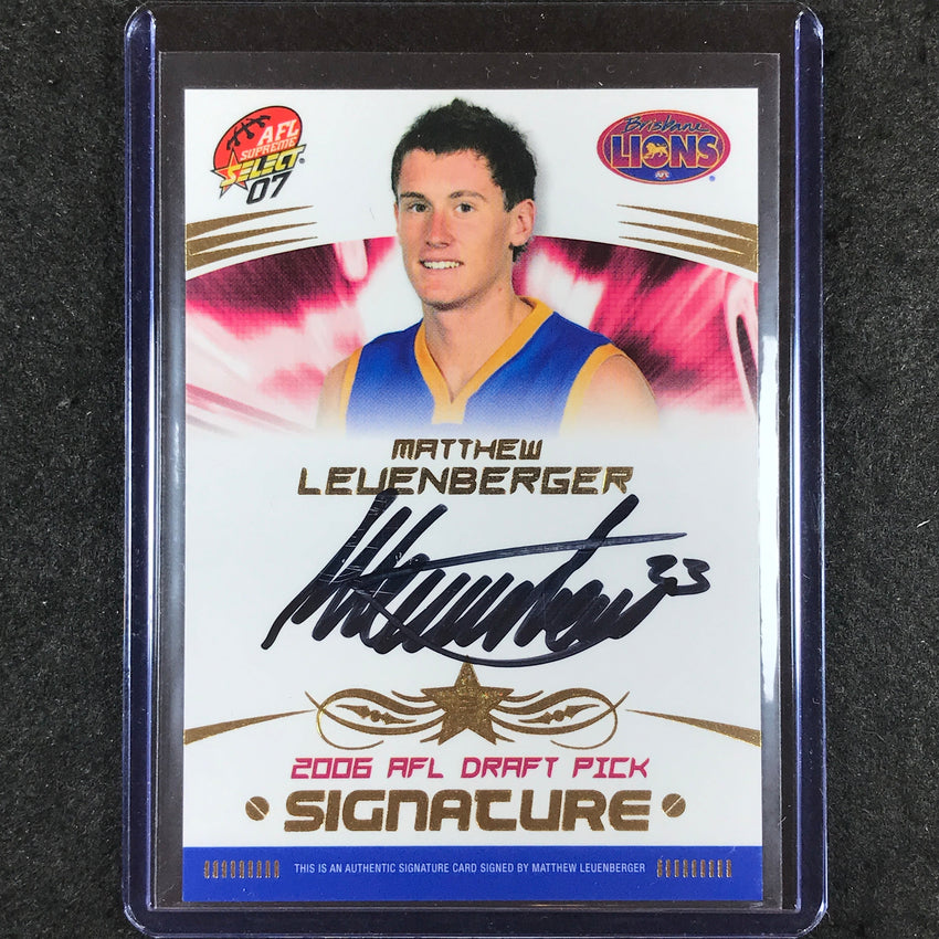 2007 Select AFL Supreme MATTHEW LEUENBERGER Draft Pick Signature 120/450