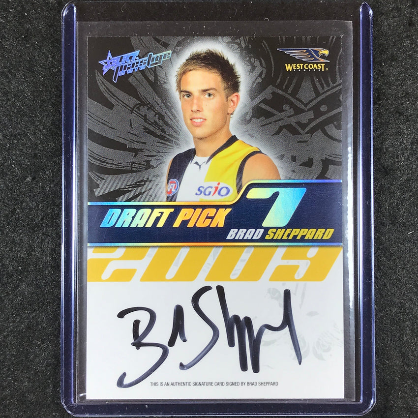 2010 Select AFL Prestige BRAD SHEPPARD Draft Pick Signature 29/400