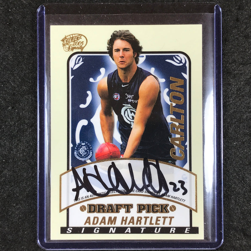 2005 Select AFL Dynasty ADAM HARTLETT Draft Pick Signature 497/600