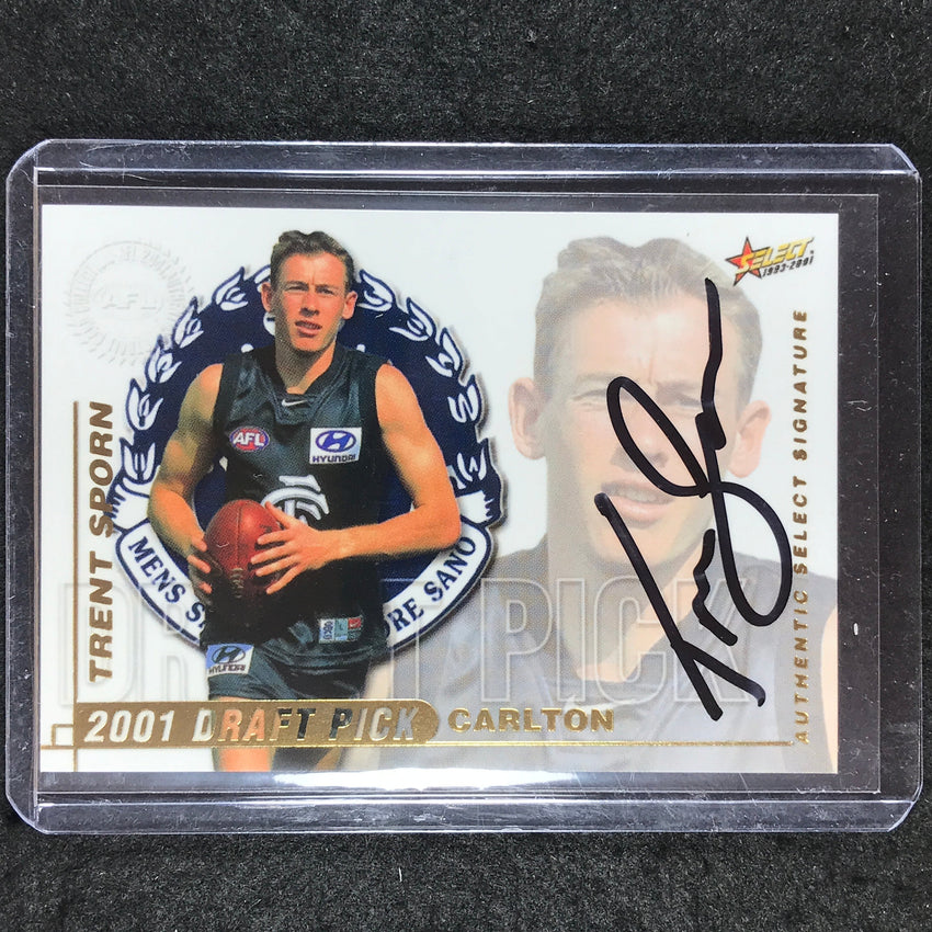 2001 Select AFL Authentic TRENT SPORN Draft Pick Signature /770 (A)